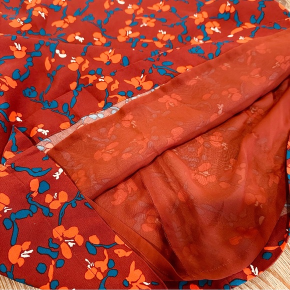 MARIMECKKO RUST RED SUMMER FALL DAY MIDI DRESS FLORAL PRINT FLOWER SUMMER XS - Picture 11 of 14